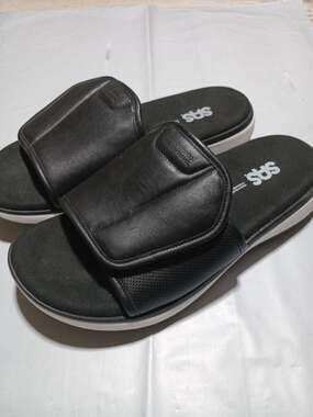 SAS Black Leather Sandals Women's Volley-Y Slip On Size 8 M